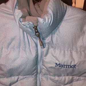 MARMOT ladies size medium baby blue‎ Goosedown vest excellent used condition